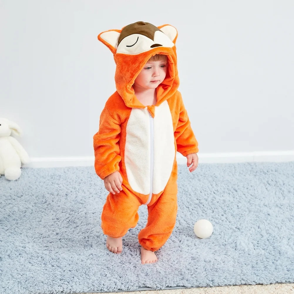 Flannel Hooded Romper| fox