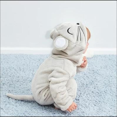 Flannel Hooded Romper | Mouse