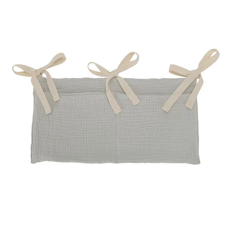 Baby Crib Storage Bag Cotton Double Pouch Newborn Bed Headboard Organizer for Kids Baby Bedding Diaper Toys Bag