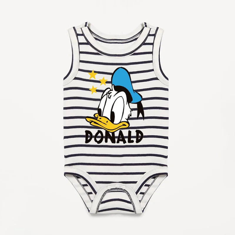 2Pcs Mickey Mouse Donald Duck Printed Baby Rompers Summer Cute Infant Boy Girl Bodysuits Cotton Baby Clothes for 1-18Months