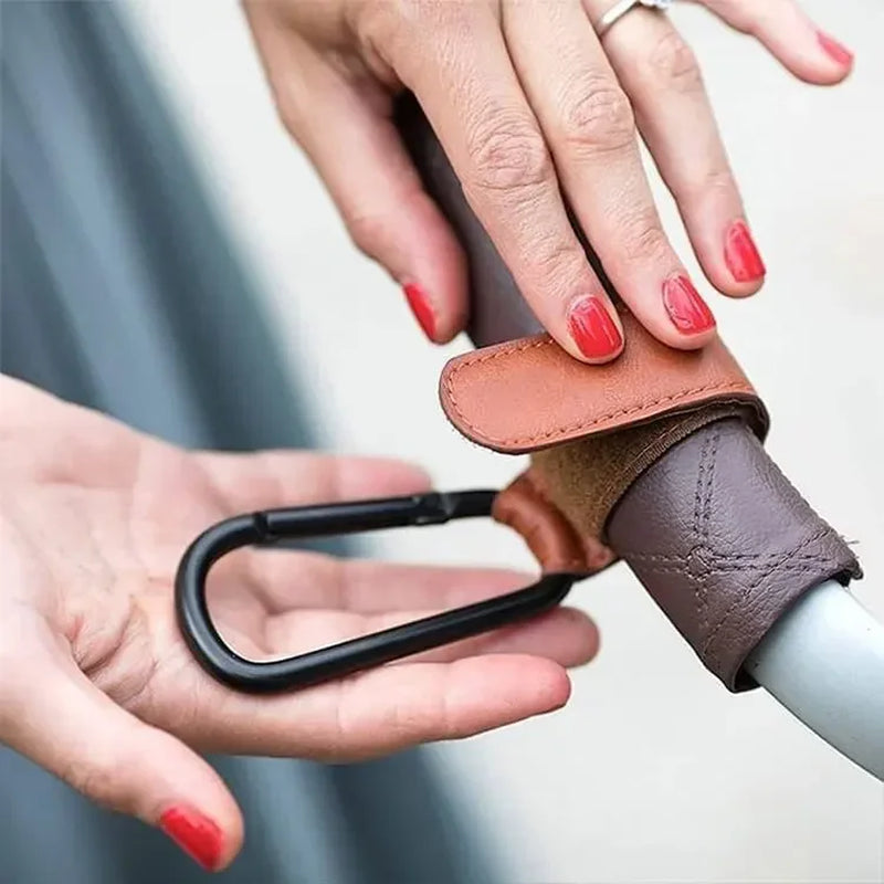 1/2Pcs PU Leather Baby Bag Stroller Hook Pram Rotate 360 Degree Rotatable Cart Organizer Pram Hook Stroller Accessories