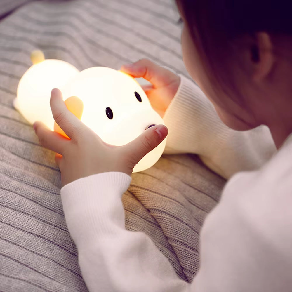 Dog LED Night Light Touch Sensor 2 Colors Dimmable Timer Rechargeable Silicone Puppy Lamp for Children Baby Toy Christmas Gift