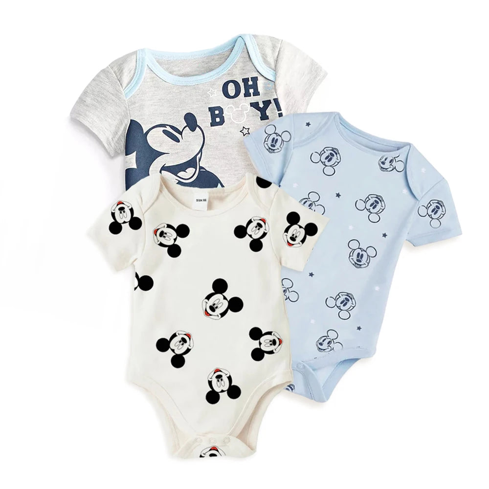 3Pcs Mickey Mouse Newborn Baby Rompers Baby Boy Jumpsuit Roupas Bebes Infant Clothes Summer Baby Bodysuits