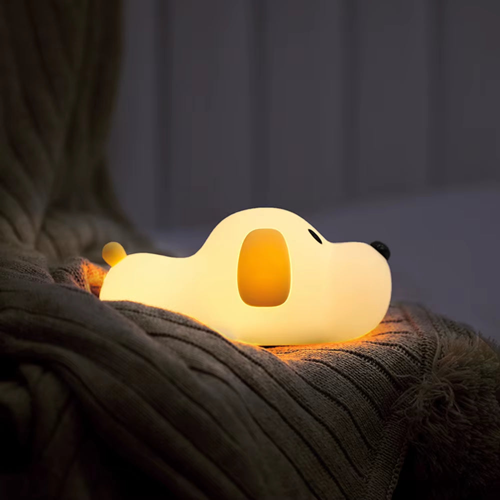 Dog LED Night Light Touch Sensor 2 Colors Dimmable Timer Rechargeable Silicone Puppy Lamp for Children Baby Toy Christmas Gift