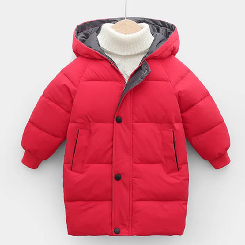 Kids Jackets Baby Boys Thicken Jackets Winter Girls Hooded Coats for 2-10Yrs Teen Children Long Outerwear Kids Thick Snowsuit