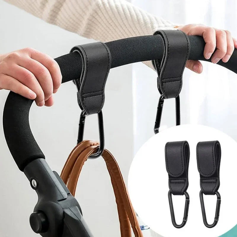 1/2Pcs PU Leather Baby Bag Stroller Hook Pram Rotate 360 Degree Rotatable Cart Organizer Pram Hook Stroller Accessories