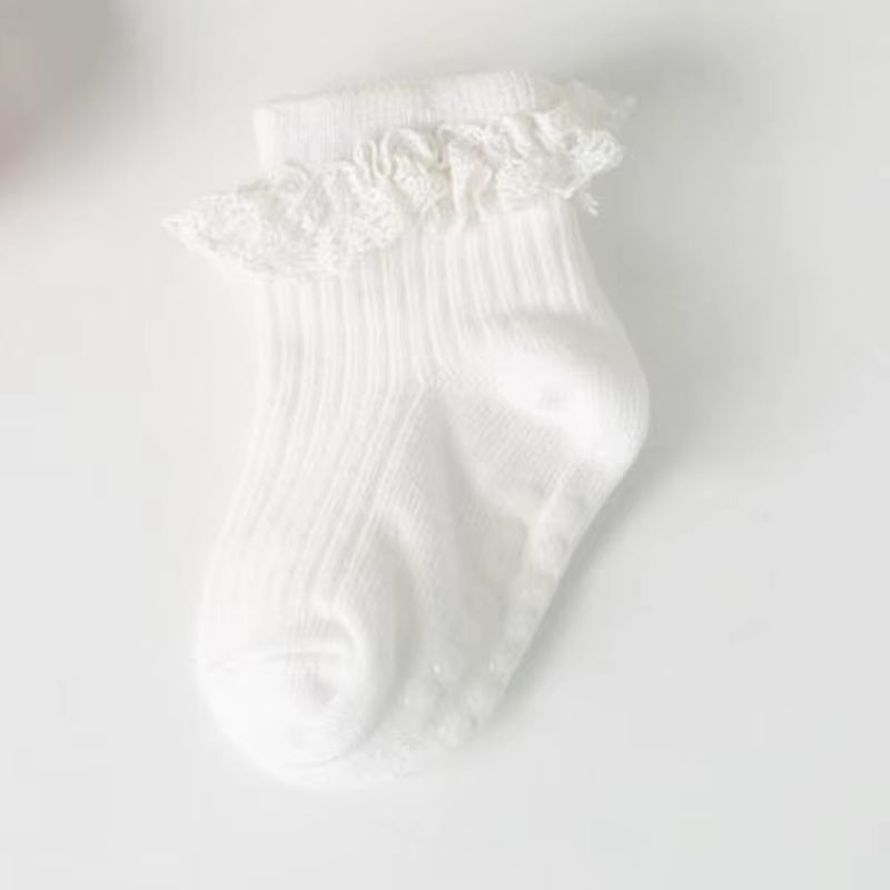 4Pair/Lot New Baby Children'S Non-Slip Autumn Winter Cotton Socks Solid Color Baby Foot Socks