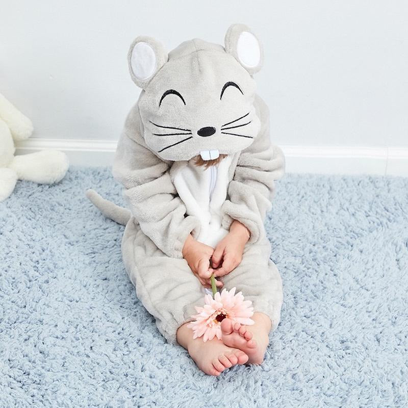 Flannel Hooded Romper | Mouse