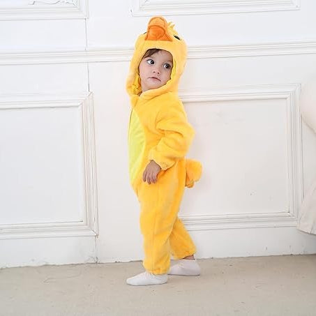 Flannel Hooded Romper | Duck