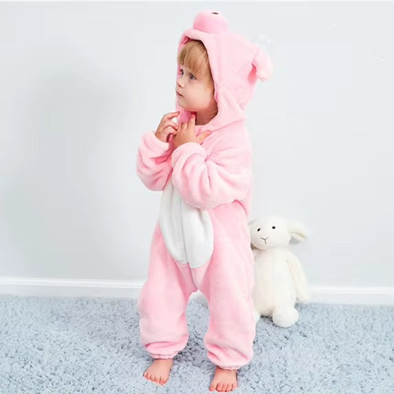Flannel Hooded Romper | Piglet