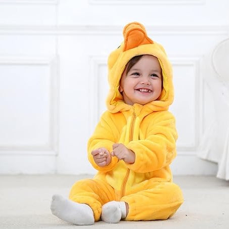 Flannel Hooded Romper | Duck