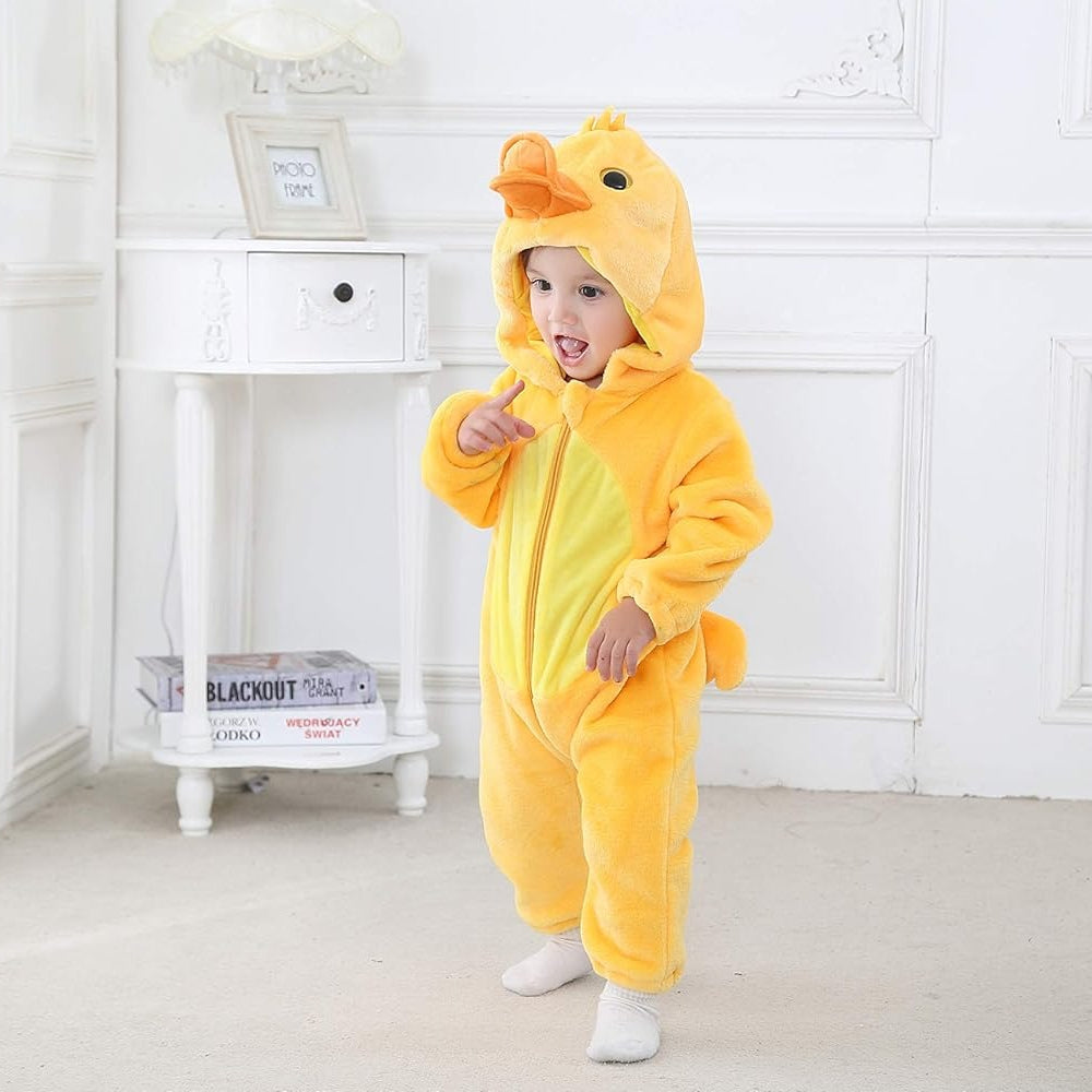 Flannel Hooded Romper | Duck