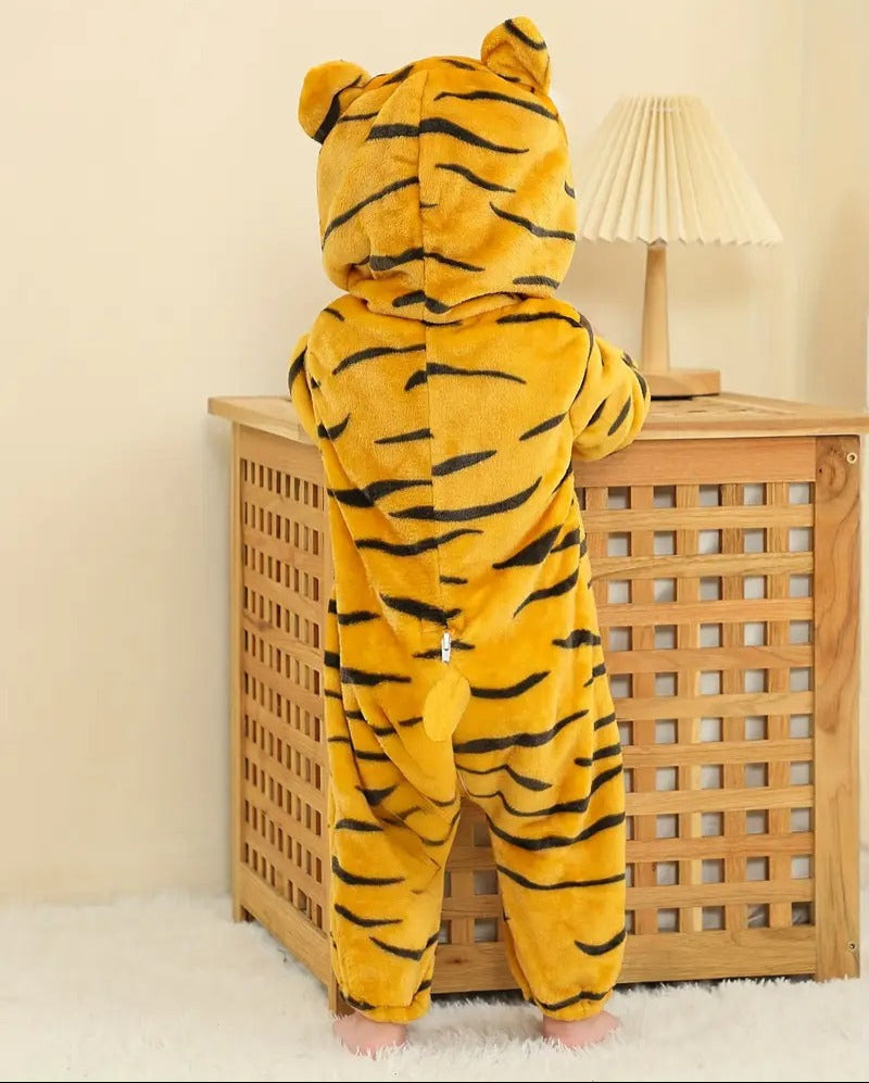 Flannel Hooded Romper | Tiger