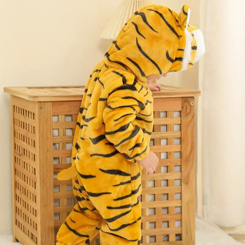 Flannel Hooded Romper | Tiger