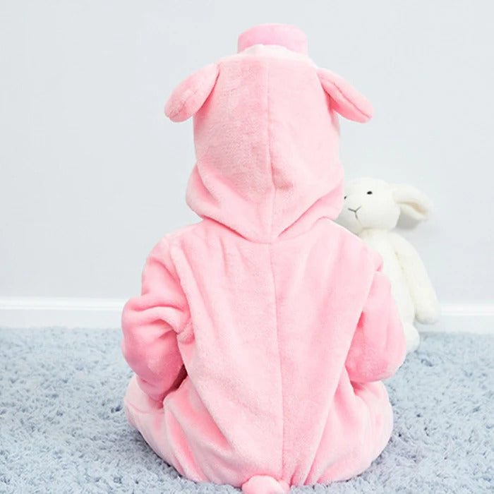 Flannel Hooded Romper | Piglet